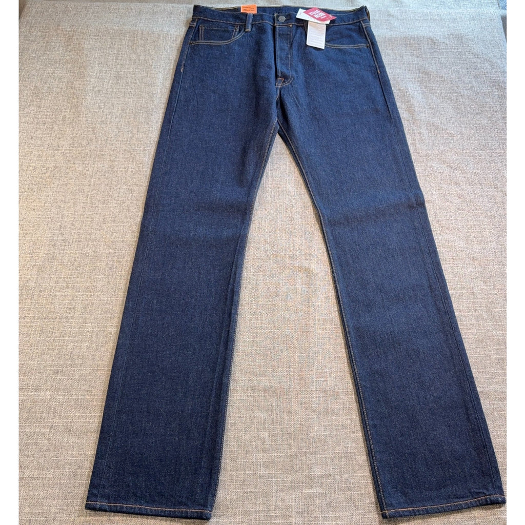 Levi’s 501 Original Fit Stretch Jeans Mens 33x34 NWT Dark Wash Button Fly Straig