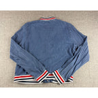 Mossimo Blue Chambray Varsity Bomber Jacket L Americana Striped