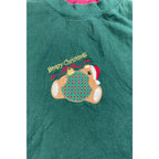 Beary Christmas Teddy Bear Sweatshirt Adult XL Green Embroidered Applique Hanes