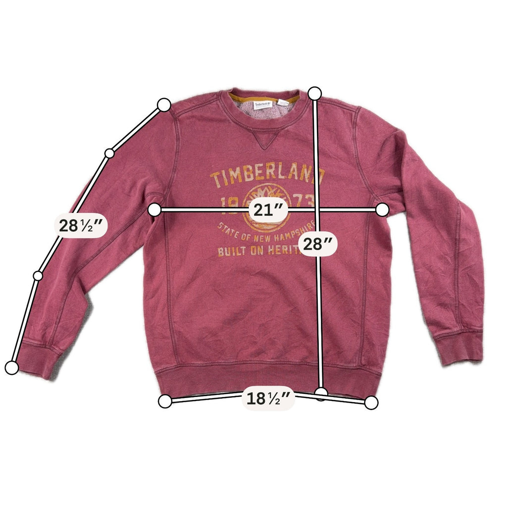 Timberland Sweatshirt Mens L Burgundy 1973 Built On Heritage Graphic Crewneck