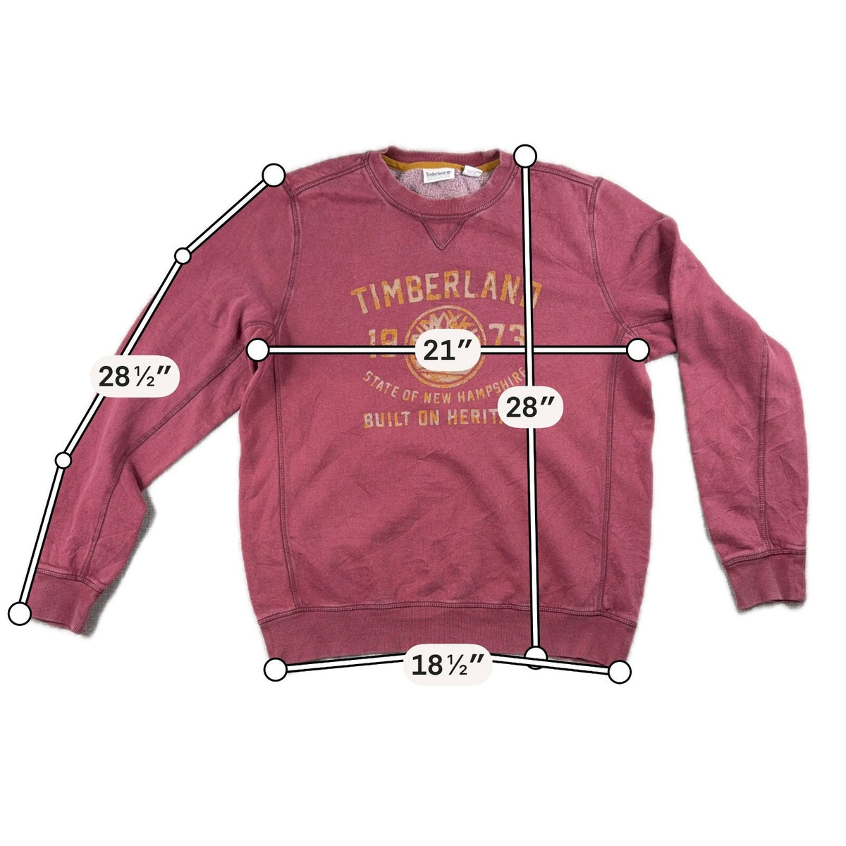 Timberland Sweatshirt Mens L Burgundy 1973 Built On Heritage Graphic Crewneck