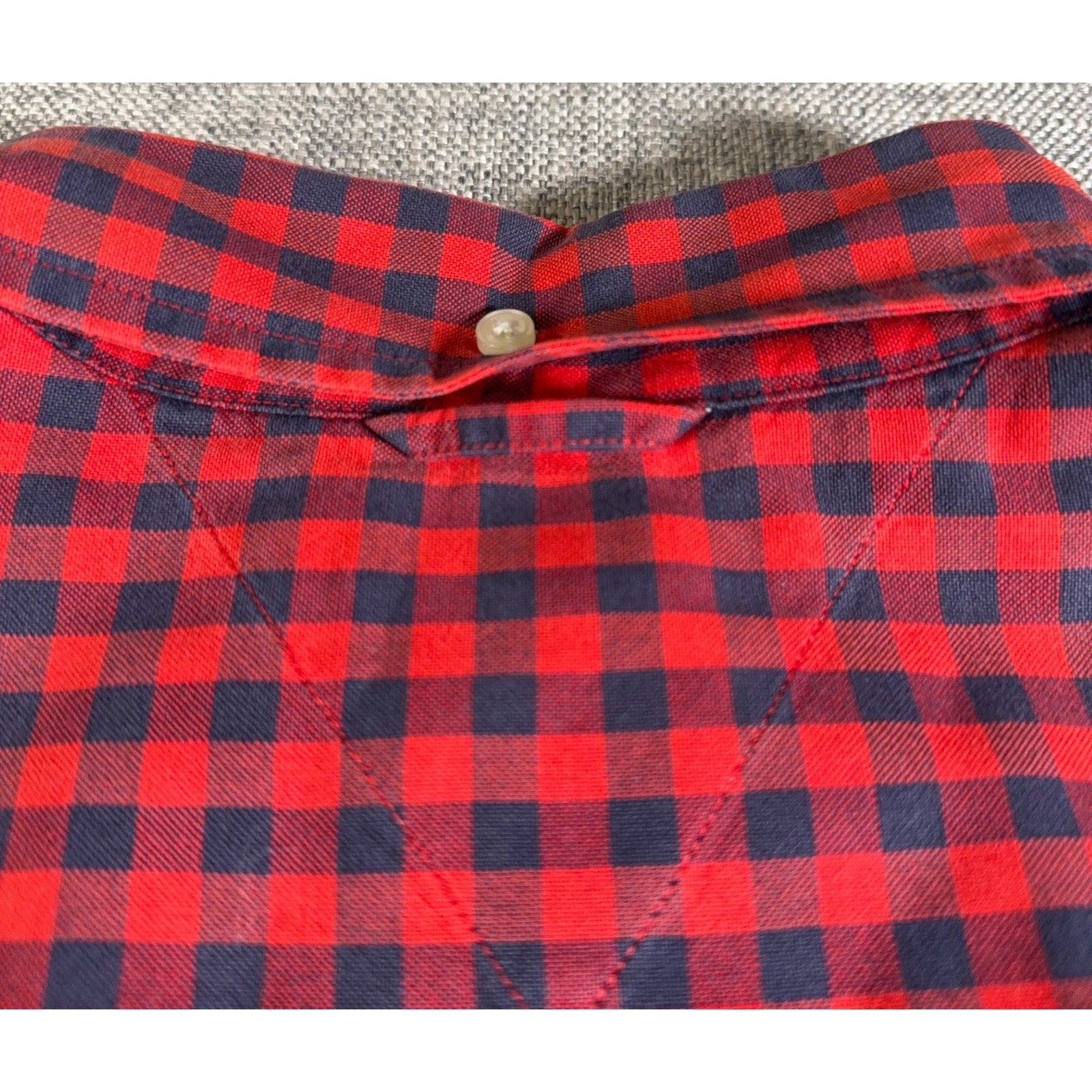 Tommy Hilfiger Shirt Mens L Red Navy Gingham Check Button Down Crest Logo