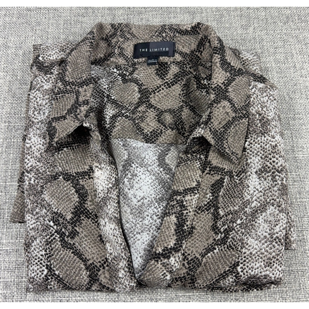 The Limited Snakeskin Blouse Womens L Animal Print Button Down Shirt Y2K