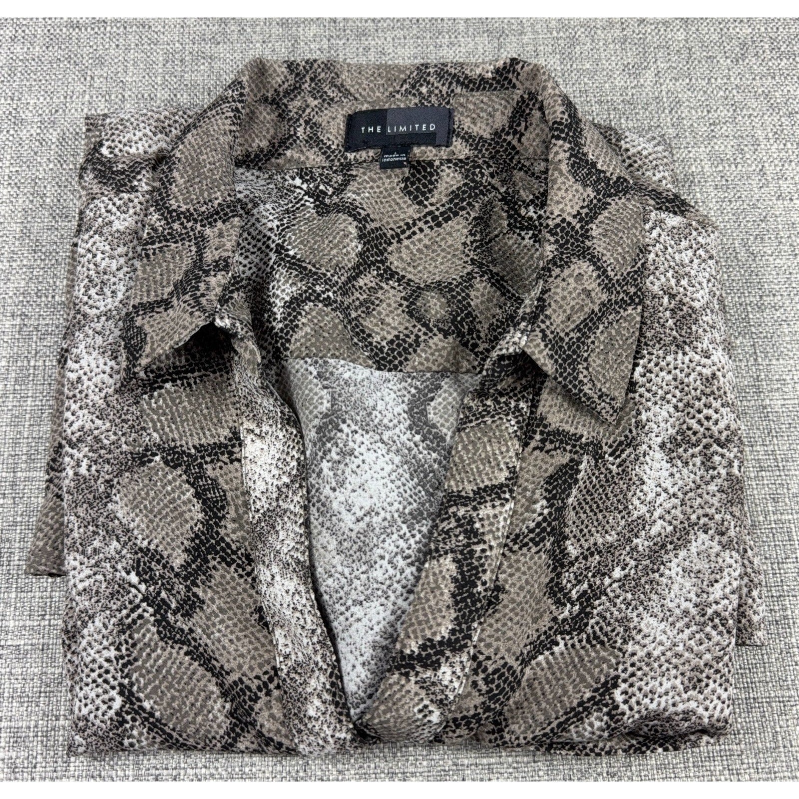 The Limited Snakeskin Blouse Womens L Animal Print Button Down Shirt Y2K