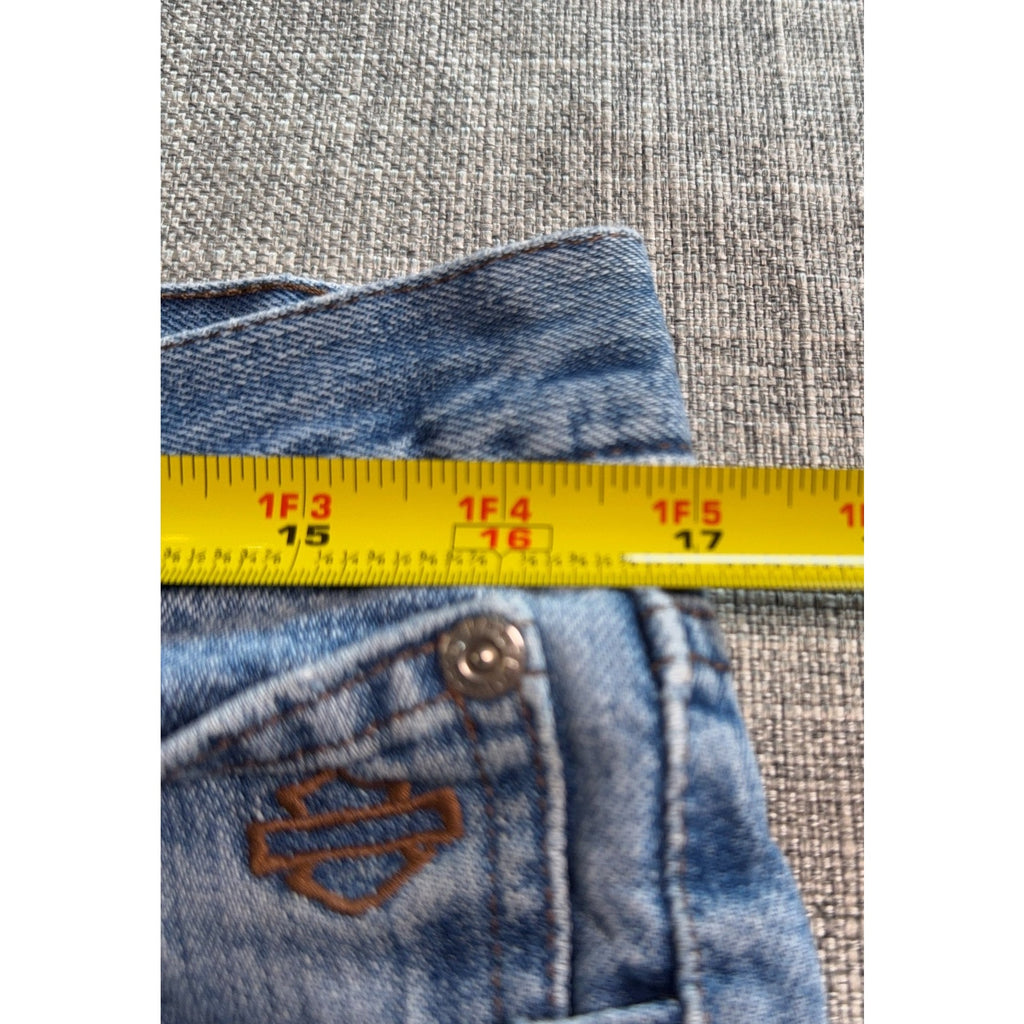 Harley-Davidson MotorClothes Jeans Womens 12 Light Wash Denim Biker Distressed