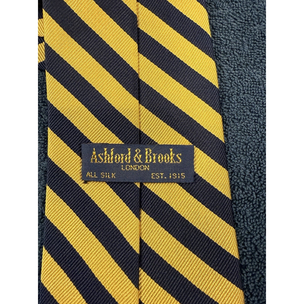 Lot of 2 Men’s Designer Prep Stripe Ties Ashford Brooks John Sparks Silk