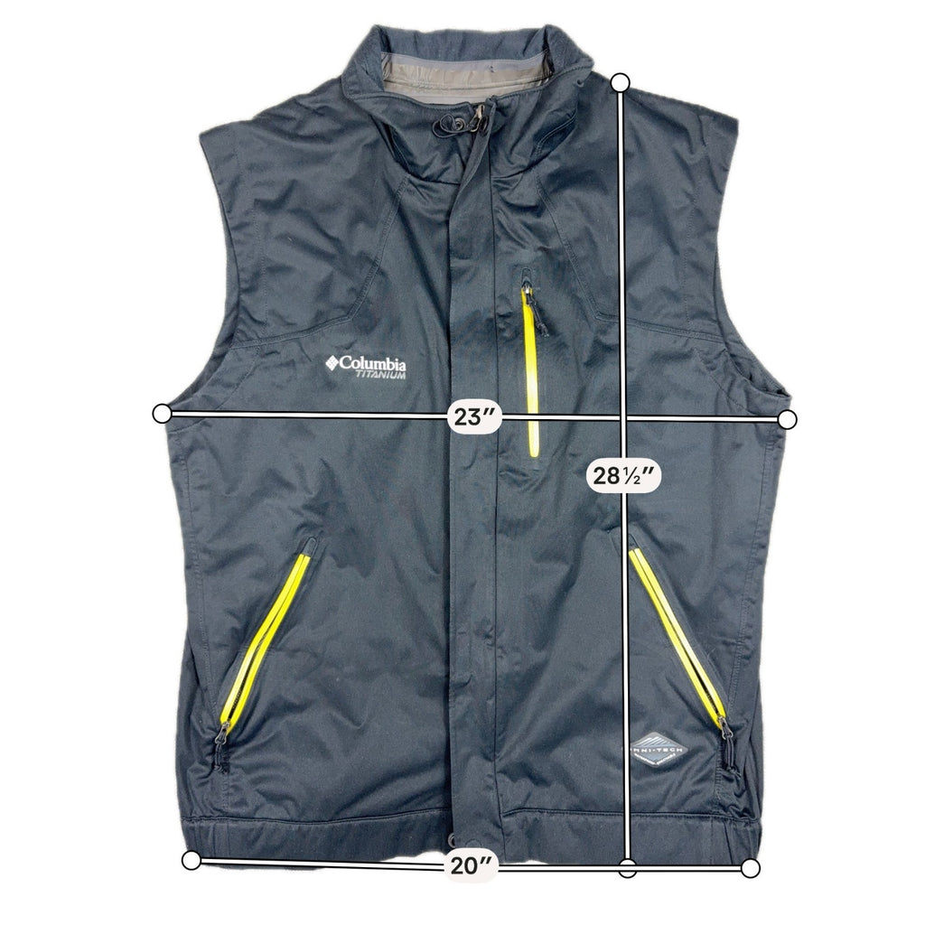 Columbia Titanium Omni-Tech Vest Men L Black Yellow Zip Waterproof Interchange