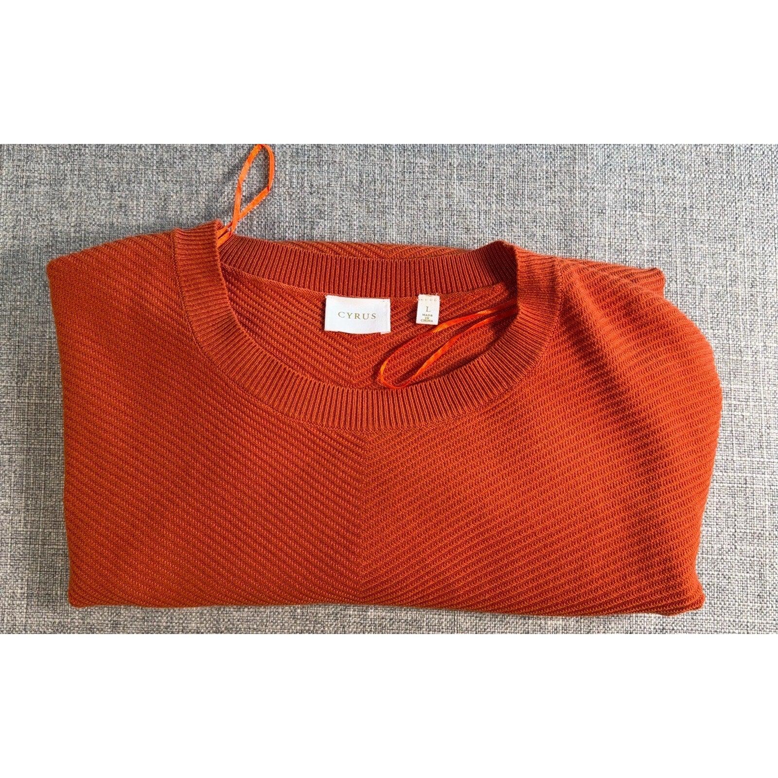 Cyrus Sweater Womens Large Burnt Orange Short Sleeve Dolman Textured Knit Top