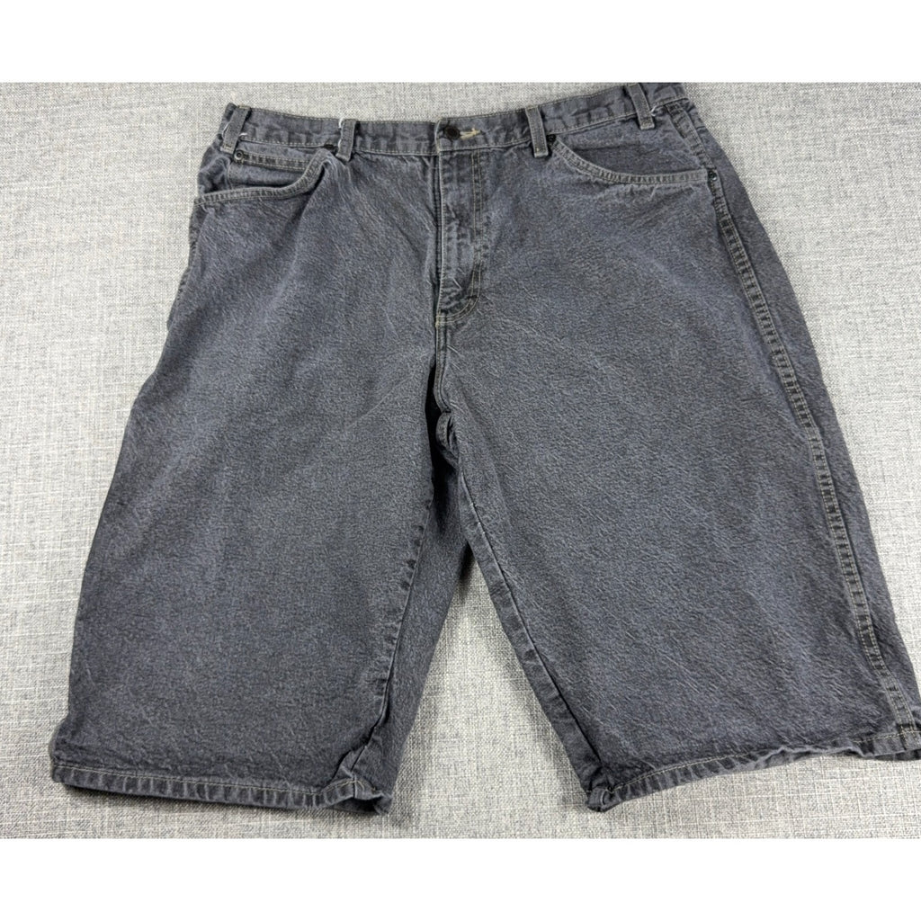 Dickies Carpenter Denim Shorts Mens 36 Gray Black Baggy Loose Fit Utility Skate