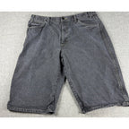 Dickies Carpenter Denim Shorts Mens 36 Gray Black Baggy Loose Fit Utility Skate