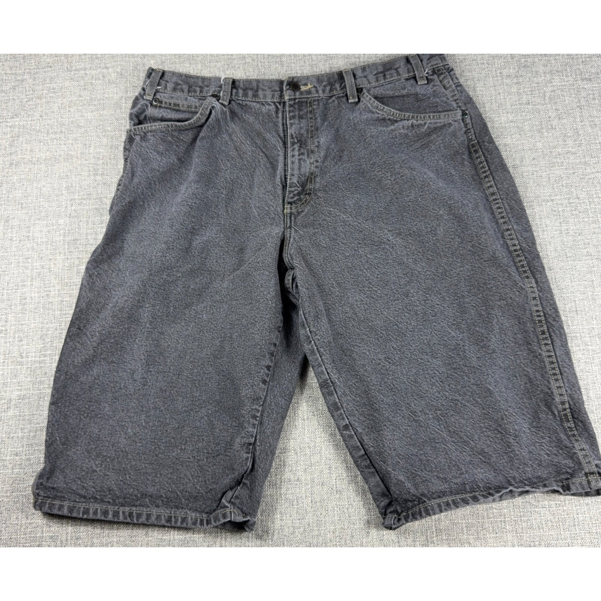 Dickies Carpenter Denim Shorts Mens 36 Gray Black Baggy Loose Fit Utility Skate