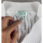 Vintage Tennis Lady Womens S White Cotton Cable Knit V Neck Sweater Preppy