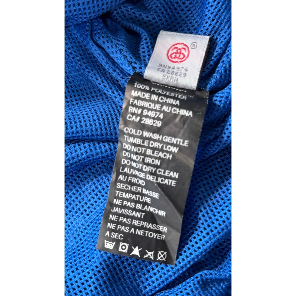 Stussy Authentic Gear Windbreaker Jacket Mens XL Blue Neon Yellow Quarter Zip