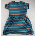 Hot Topic I'm Bored Dress XL Teal Striped Fit Flare Skater Alt Grunge Goth