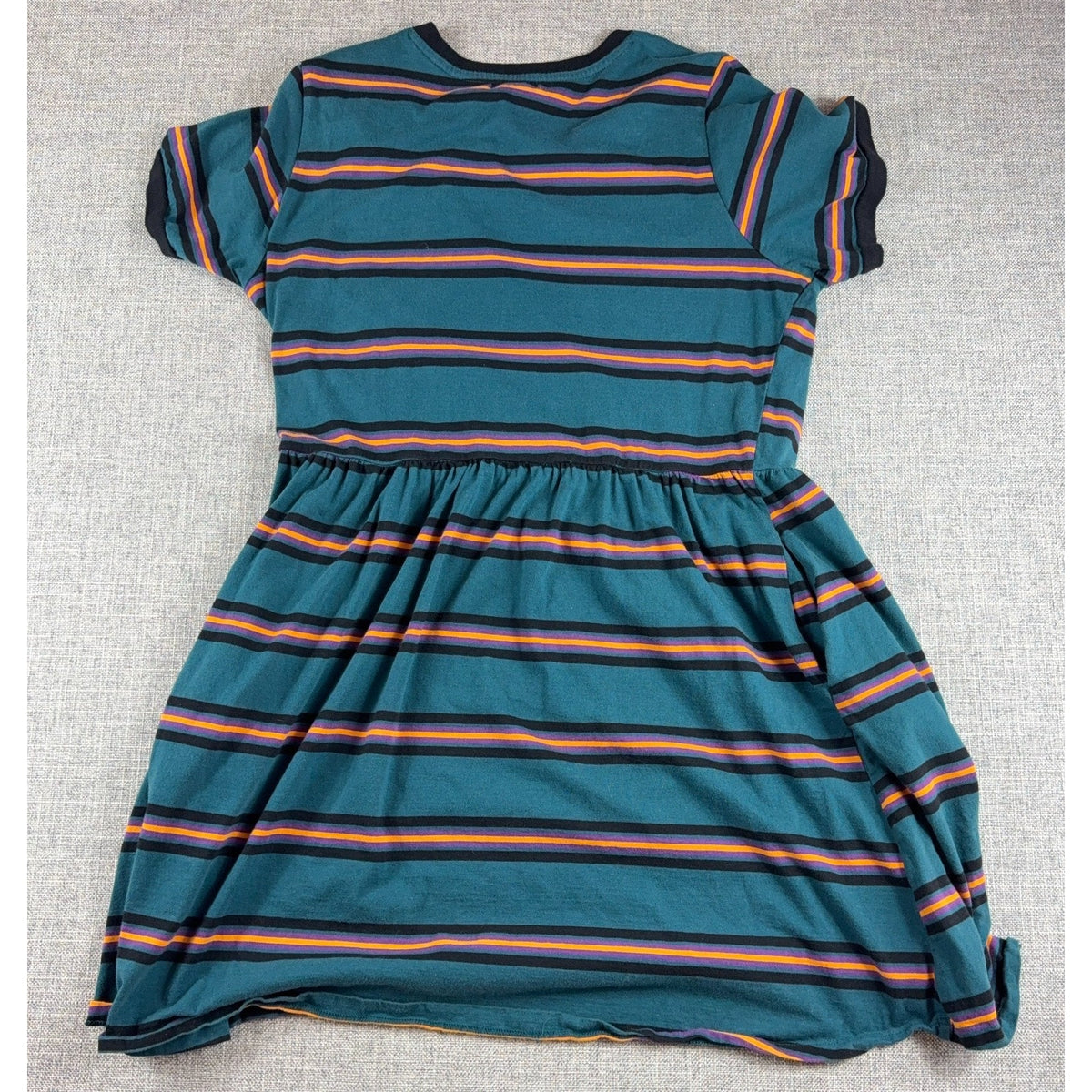Hot Topic I'm Bored Dress XL Teal Striped Fit Flare Skater Alt Grunge Goth