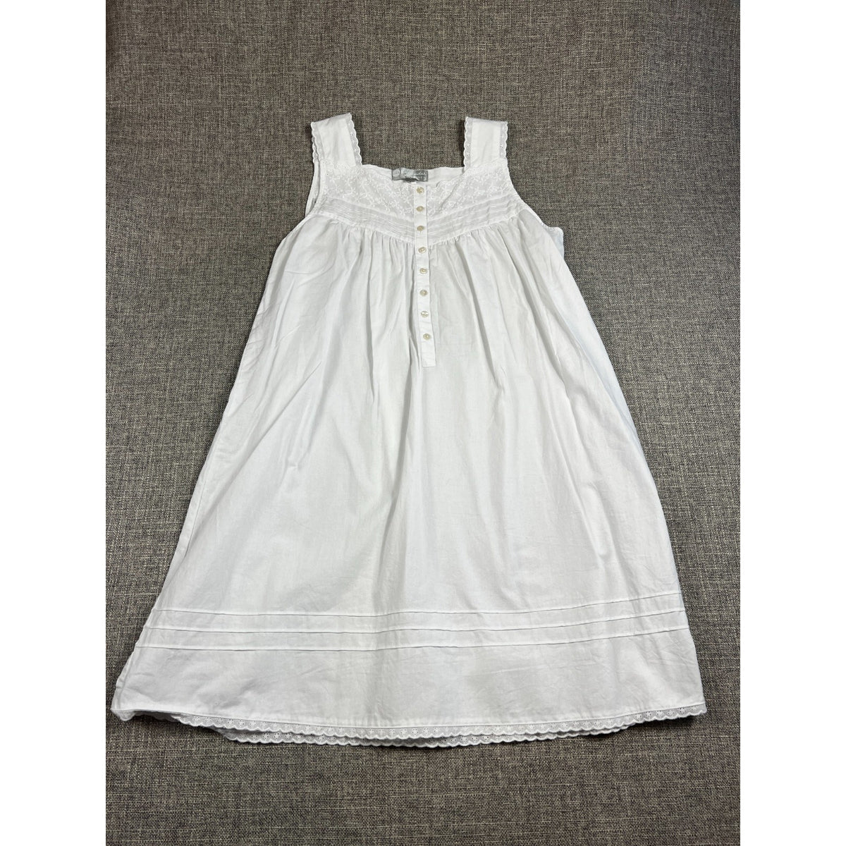Alexander Del Rossa Womens M White Cotton Victorian Nightgown Eyelet Lace