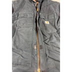 Carhartt Jacket Mens Black Duck Canvas Work Coat Distressed Corduroy Collar
