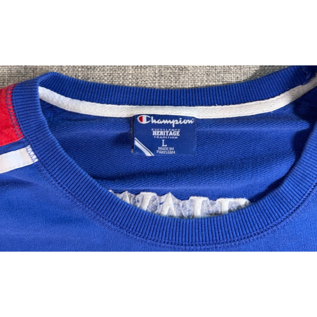 Champion Kansas Jayhawks Women’s L Blue Embroidered Crewneck Sweatshirt KU