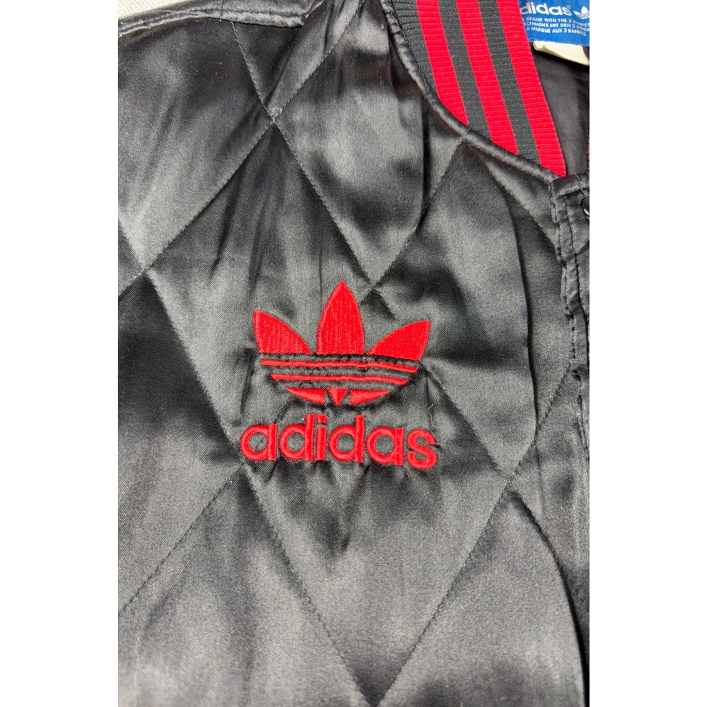Adidas Chicago Bulls NBA Quilted Satin Bomber Jacket Black Red L 2013 Trefoil