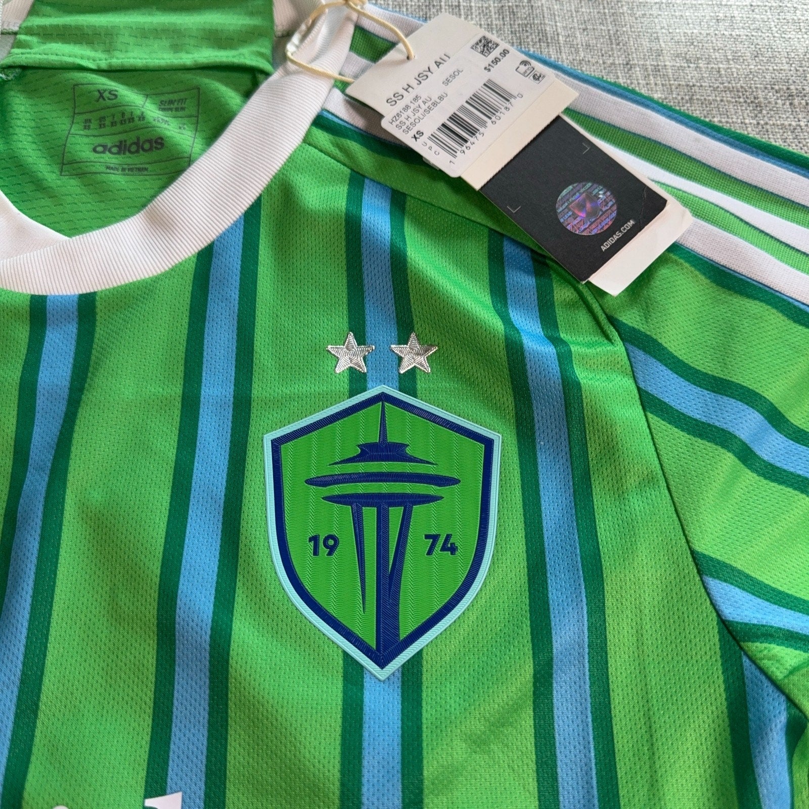 Seattle Sounders Adidas Authentic Jersey Mens XS NWT Green MLS Soccer 24/25
