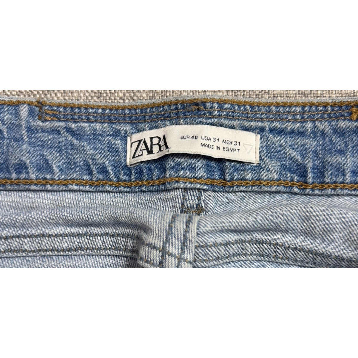 Zara Mens Jeans 31 Light Wash Slim Straight Cropped Ankle Denim 26.5 Inseam