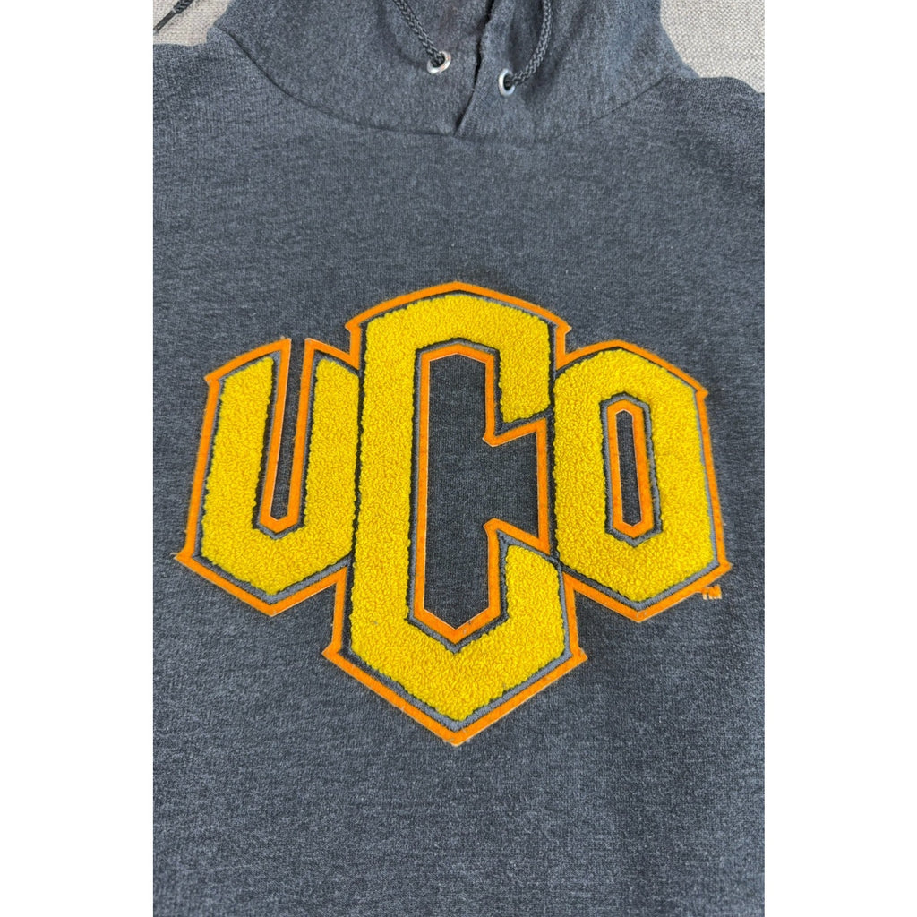 Champion UCO University Central Oklahoma Hoodie Mens M Gray Chenille Logo Pullov