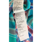 Hollister Flannel Shirt Large Teal Blue Red Plaid Long Sleeve Button Up