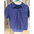 Eddie Bauer Mens Large Blue Geometric Print Button Up Shirt Short Sleeve