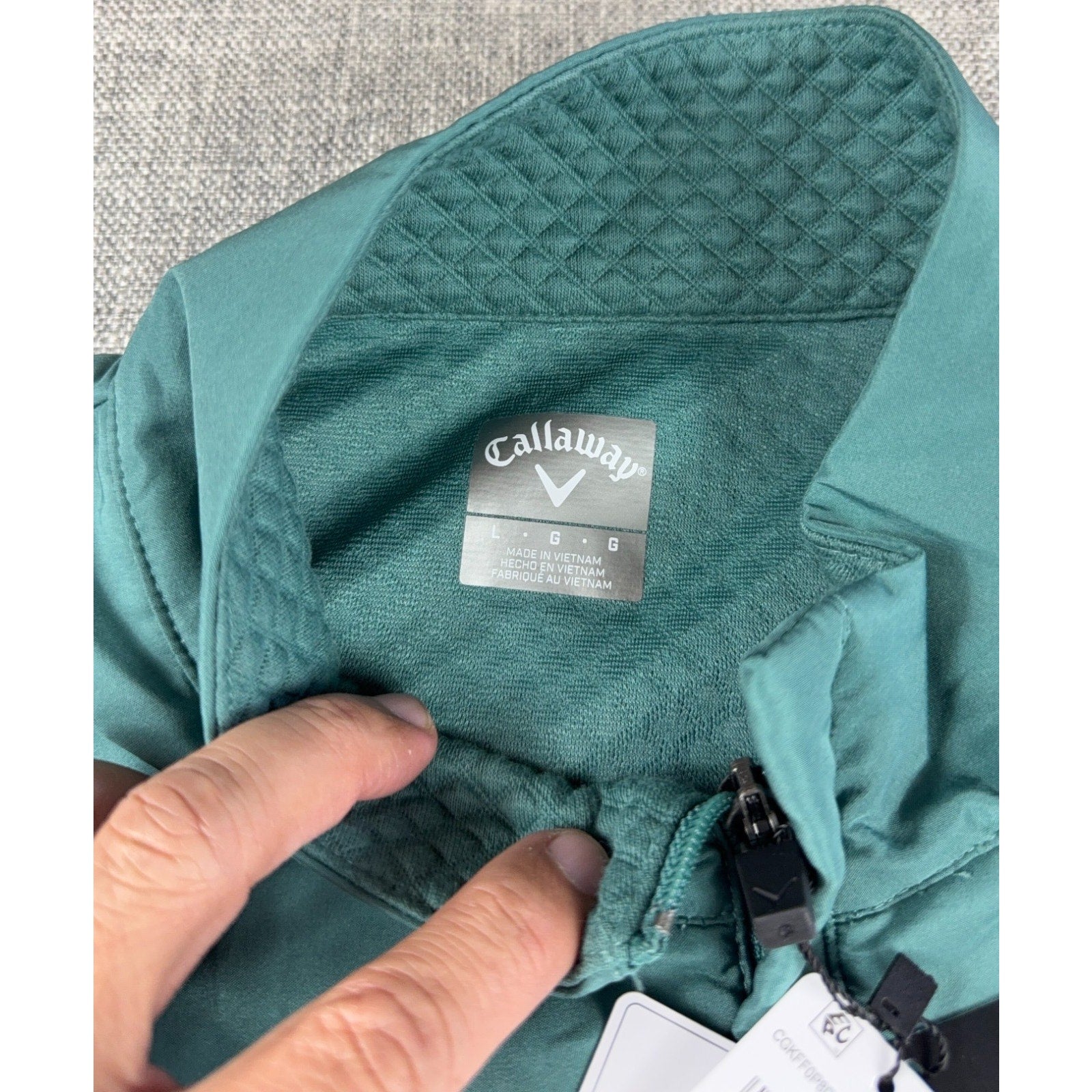 Callaway Golf Pullover Men L Green Textured 1/4 Zip Stretch UPF NWT $90