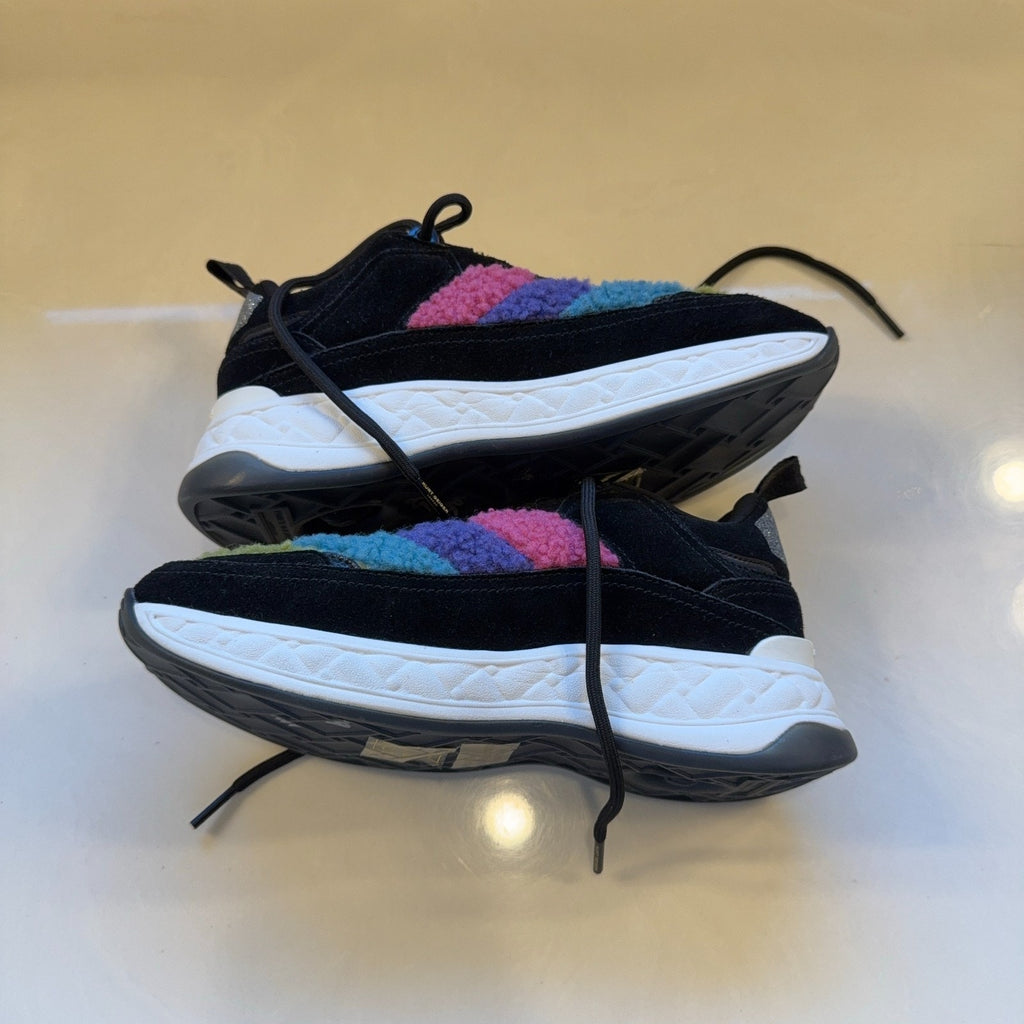 Kurt Geiger London Rainbow Faux Fur Platform Sneakers Womens EU 36 US 5.5 Black