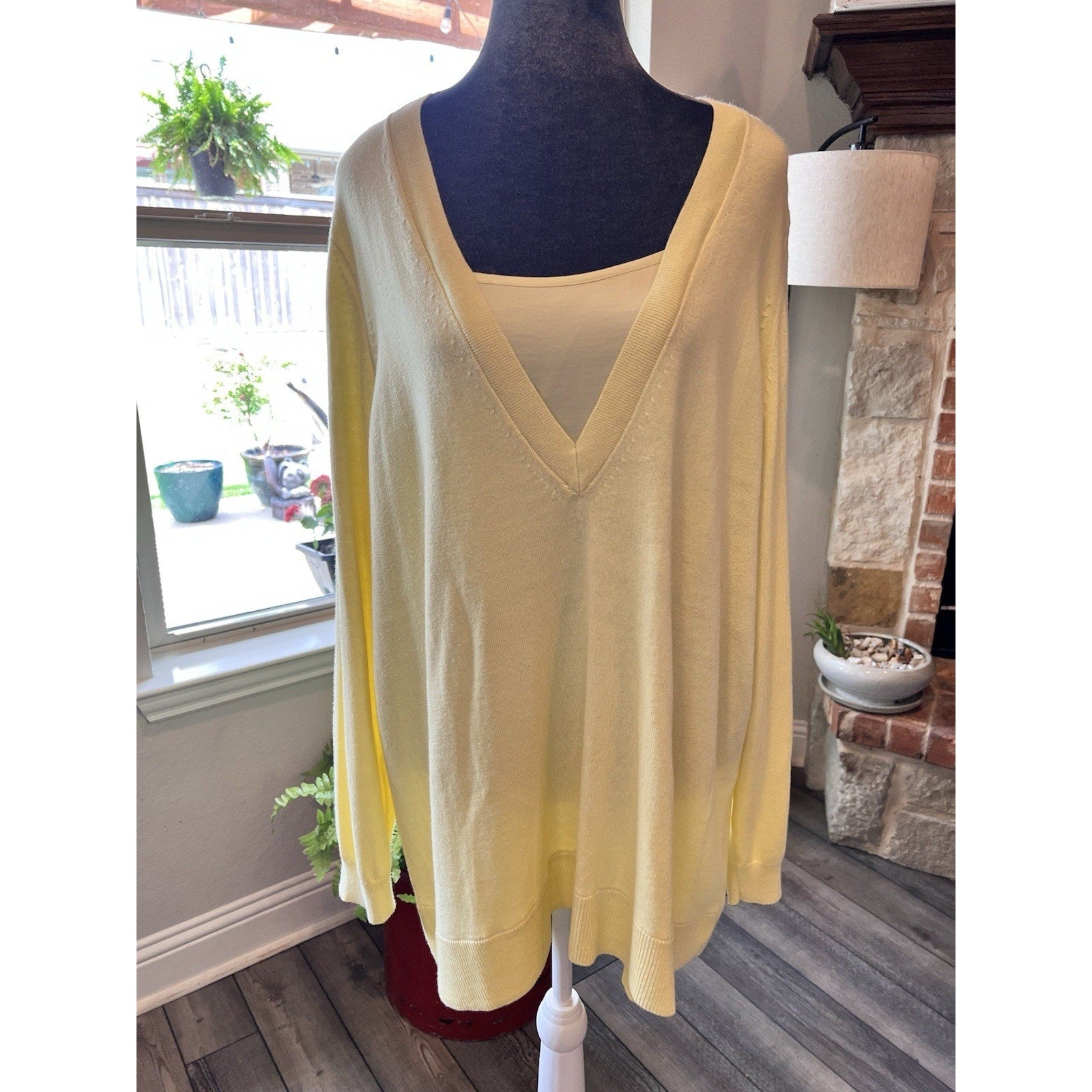 J Jill Womens 2X Lightweight Tunic Sweater V Neck Long Sleeve Soft Knit Relaxed