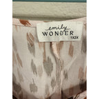 Emily Wonder Womens 1X 2X Boho Blouse Neutral Animal Print Flowy Rayon Top Plus