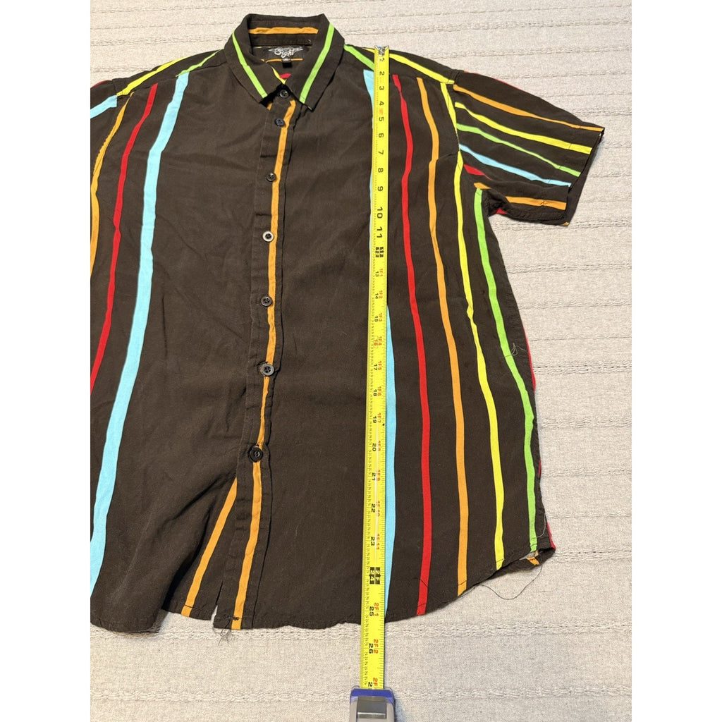 2 Men’s Button Up Shirts Medium Striped Short Sleeve Summer Vacation Bundle