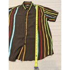 2 Men’s Button Up Shirts Medium Striped Short Sleeve Summer Vacation Bundle