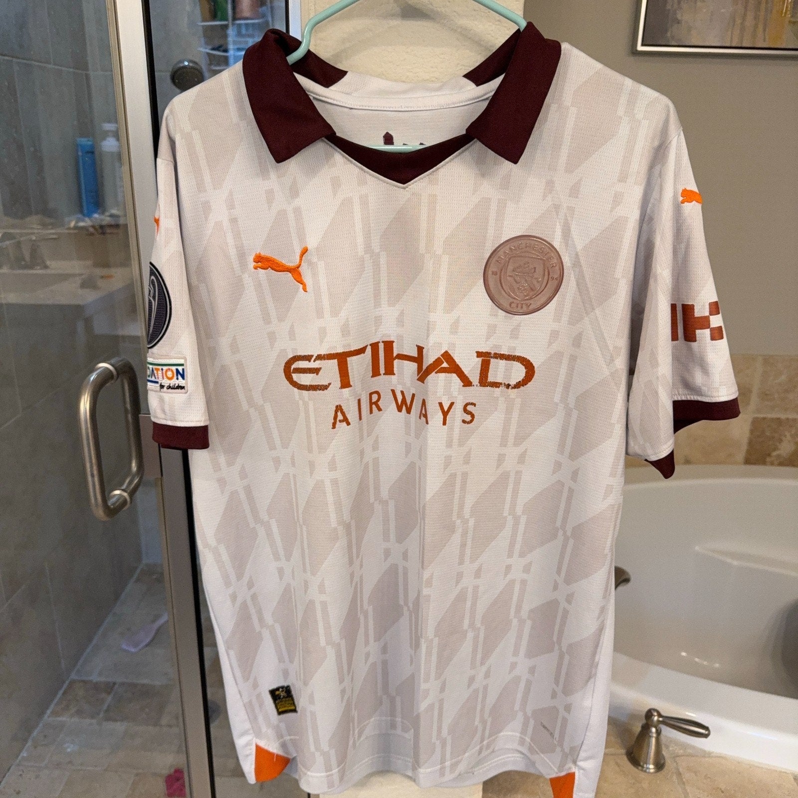 Manchester City Doku #11 Away Jersey 23/24 Puma Soccer Shirt Men XL UEFA Patch