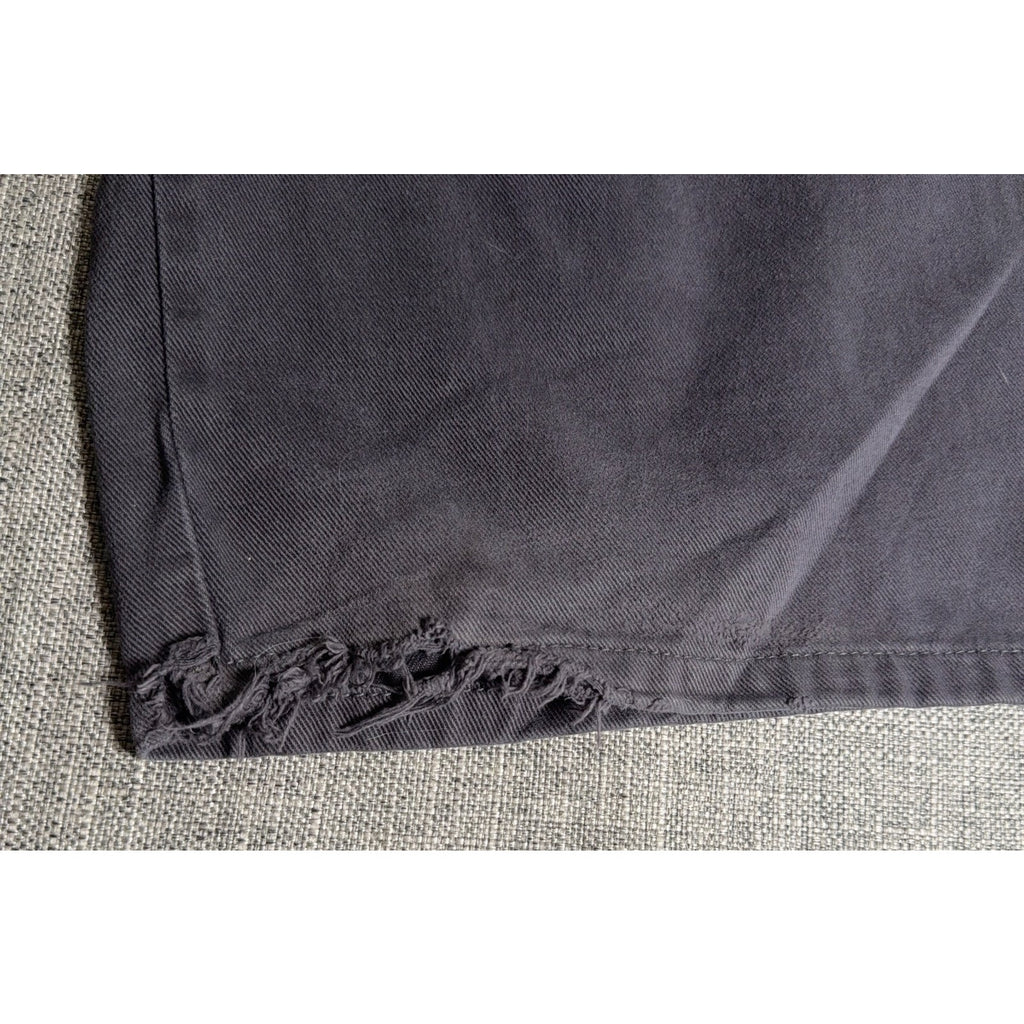 Zara Mens Gray Barrel Leg Jeans 34 Wide Tapered Distressed Frayed Hem