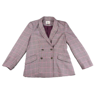 Court & Rowe Womens Blazer Size 14 Houndstooth Plaid Double Breasted Pink