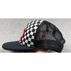Vans Classic Patch Trucker Hat Checkerboard Black White Red Snapback Cap