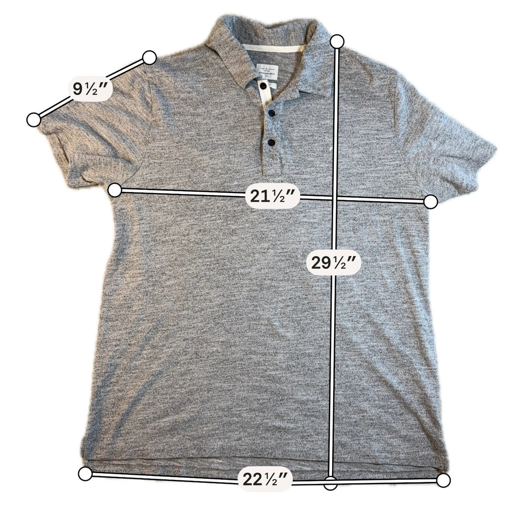 Rag & Bone Standard Issue Men's L Gray Heather Logo Polo Cotton Blend Peru