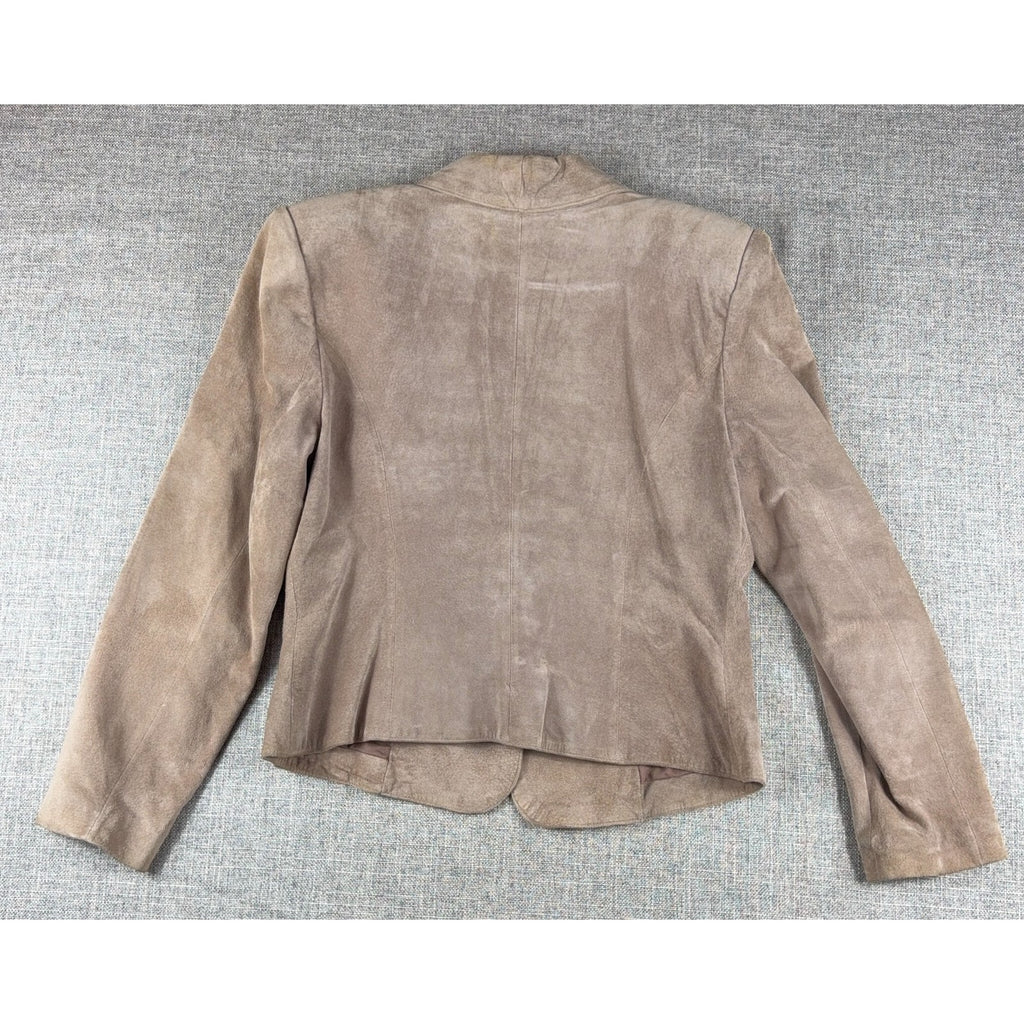 Valerie Stevens Womens Suede Leather Blazer Taupe Tan Jacket Vintage Small