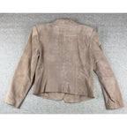 Valerie Stevens Womens Suede Leather Blazer Taupe Tan Jacket Vintage Small