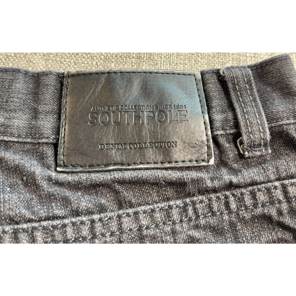 Southpole Jeans Mens 34x32 Black Denim Y2K Streetwear Relaxed Straight Fit 2000s
