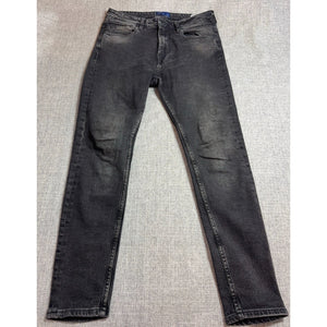 Zara Man Jeans Mens 32 Black Gray Acid Wash Slim Tapered Denim 28 Inseam