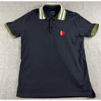 INIMIGO Contrast Heart Polo Shirt Men's L Black Olive Made in Portugal