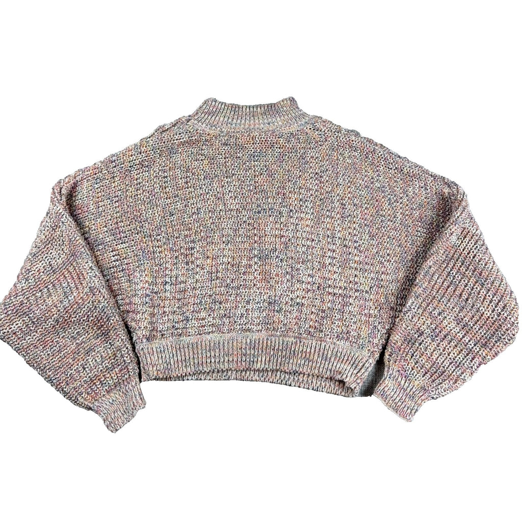 BB Dakota Steve Madden Sweater Womens M Multicolor Marled Crop Mock Neck Balloon