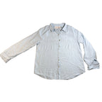 Laura Ashley Linen Blend Blouse Women M Blue Balloon Sleeve Button Front