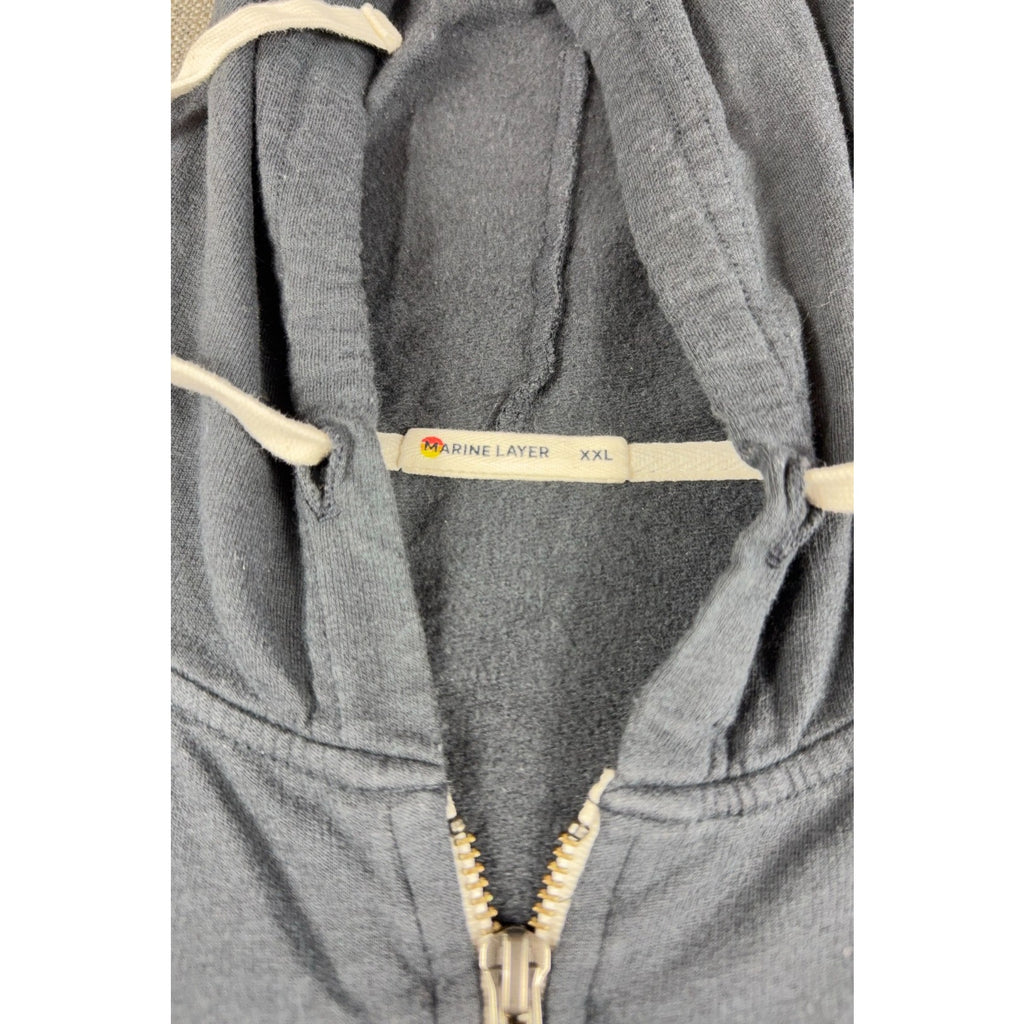 Marine Layer Pershing X BNY Mellon Hoodie Men XXL Gray Full Zip Sweatshirt