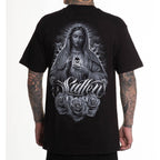 Sullen Art Devine T-Shirt Black Mens L Virgin Mary Skull Roses Chicano NWT