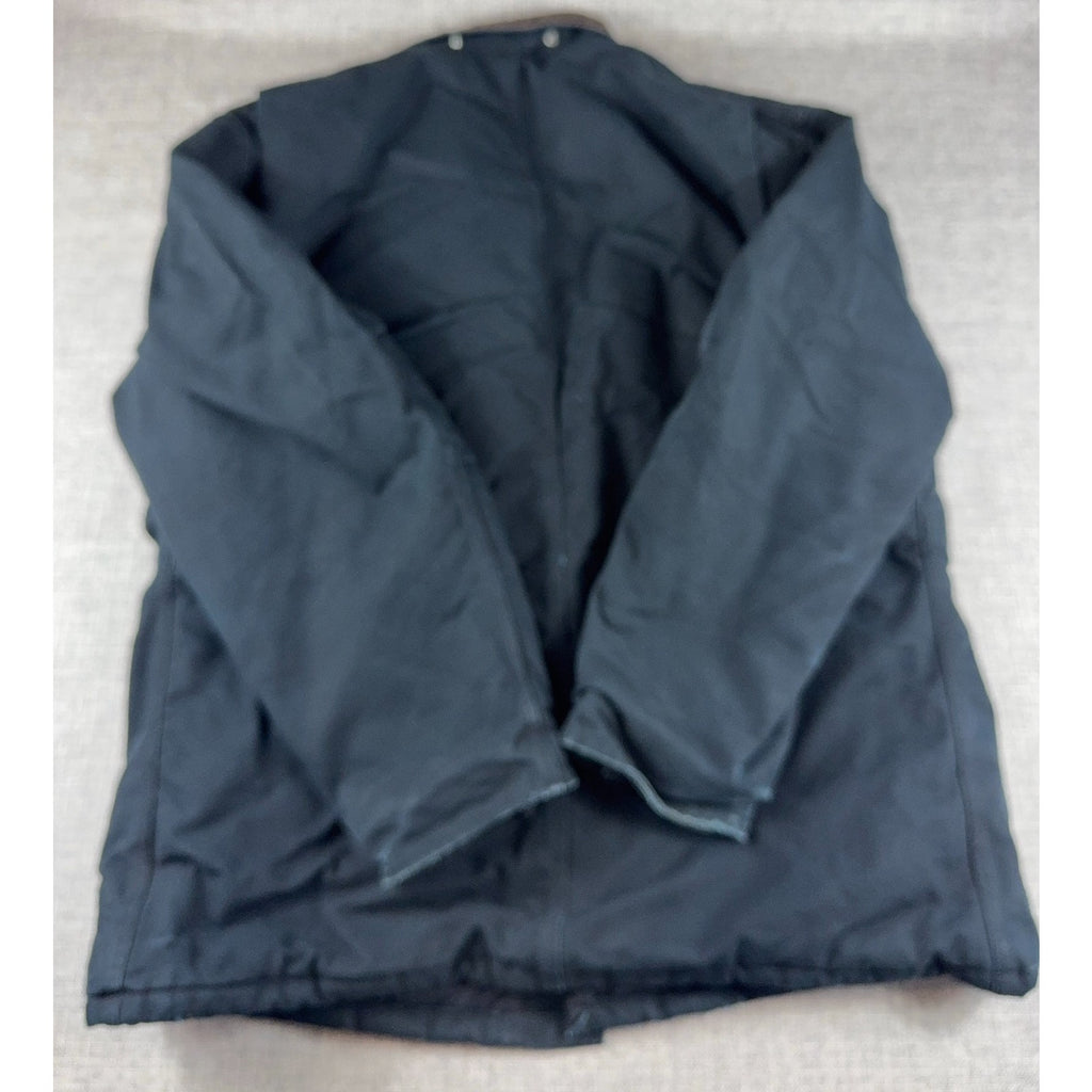 Carhartt Jacket Mens Black Duck Canvas Work Coat Distressed Corduroy Collar