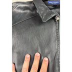 Worn-In Black Lambskin Leather Bomber Jacket Daniel Cremieux XL